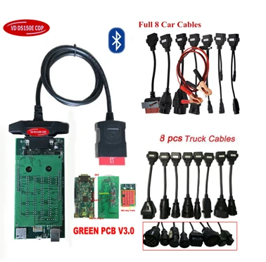 Новейшее программное обеспечение новое VCI для delphis vd ds150e cdp vd tcs cdp pro obd2 Диагностический Инструмент+ 8 шт. кабели для автомобилей и грузовиков - Цвет: with Bluetooth