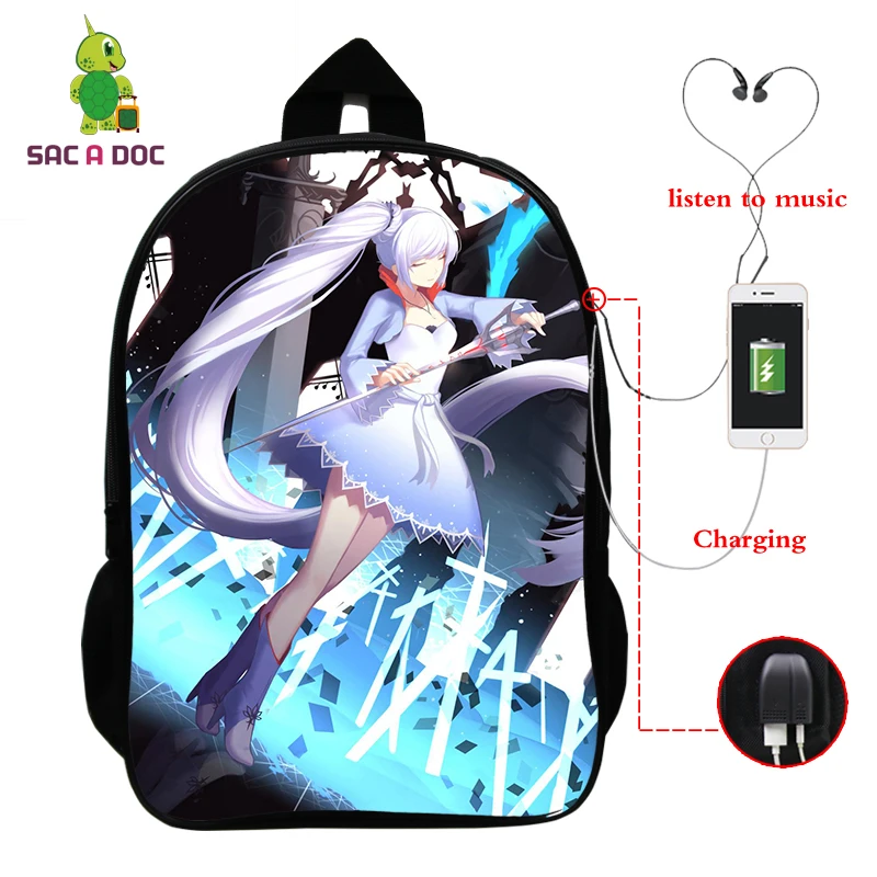 Многофункциональный рюкзак VOCALOID Hatsune Miku, зарядка через usb, разъем для наушников, для ноутбука, для подростков, мальчиков, девочек, школьные рюкзаки для косплея - Цвет: 3