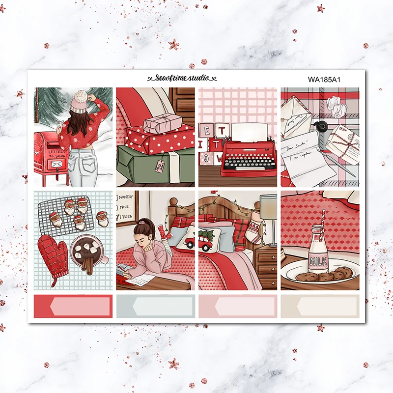 

Red Christmas season Weekly list label Decorative Sticker DIY Stationery sticker Scrapbooking album Stickers for happy planner
