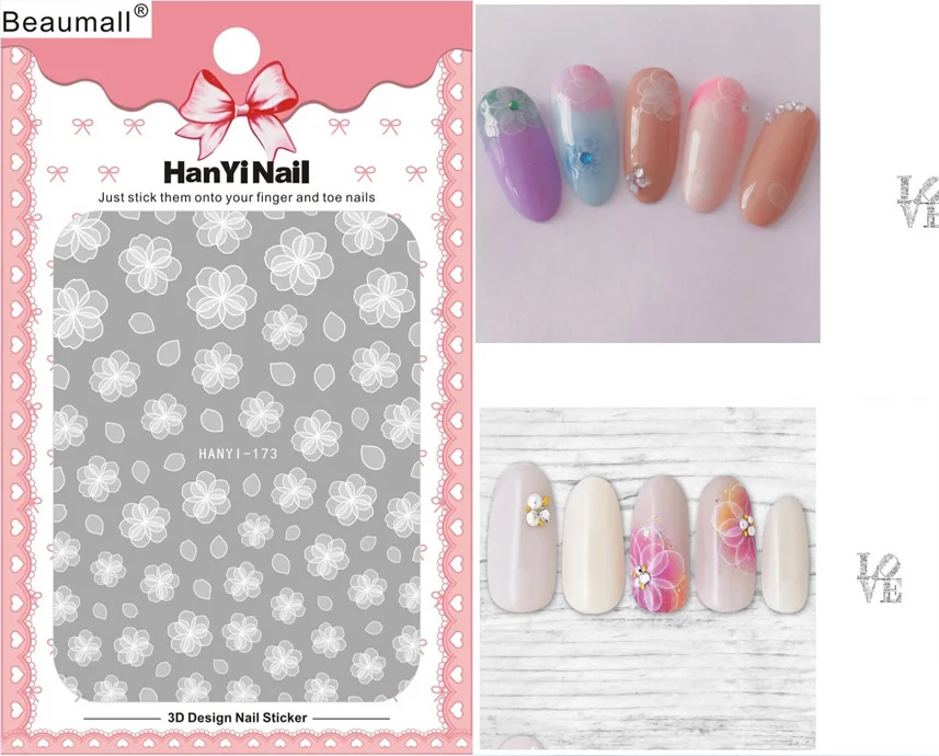 

Floral Patterns! Nails Art Manicure Back Glue Decal Decorations Design Nail Sticker For Nails Tips Beauty