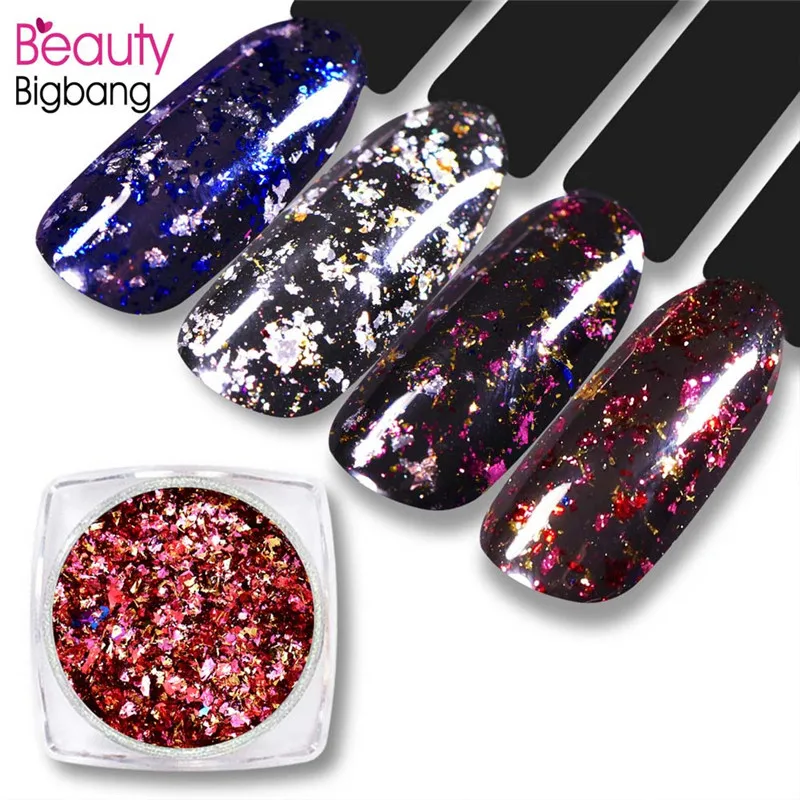 BeautyBigBang блеск для ногтей порошок алюминиевые блестки 0,2 г Bling украшения для ногтей аксессуары украшения Красочный пигмент Dip порошок