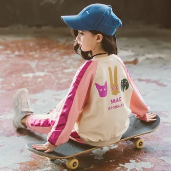 

Girls Clothing Sets New Casual Sports Teenage Girls Clothes Spring Autumn Cartoon Print Sweatshirts Pants Suit Kids Tracksuits