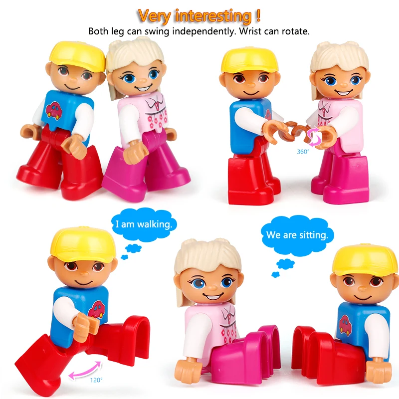 Ходячие фигурки, блоки, игрушки для больших строительных блоков, совместим с Duplo, кубики, персонажи, блоки для детей