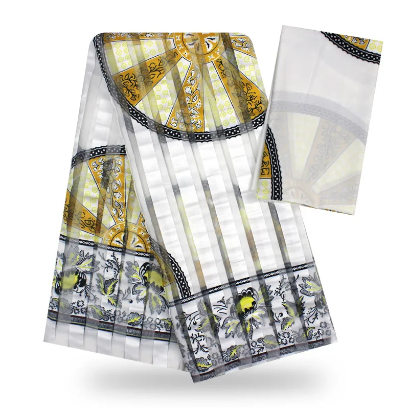 Цифровая шелковая ткань органза 4 ярдов+ 2 ярдов шифон Высокое качество атласная шелковая ткань Анкара Африканский принт шелковая ткань