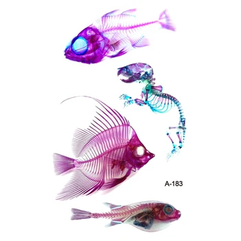 

Wyuen New Design Special Animal Fossil Fake Tattoo Temporary Dinosaur Fish Tatoo Stickers Beautiful Body Art Tattoos A-183