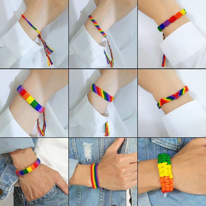 Braccialetto dell'amicizia intrecciato arcobaleno / Cavigliera in cotone fatta a mano - Italia