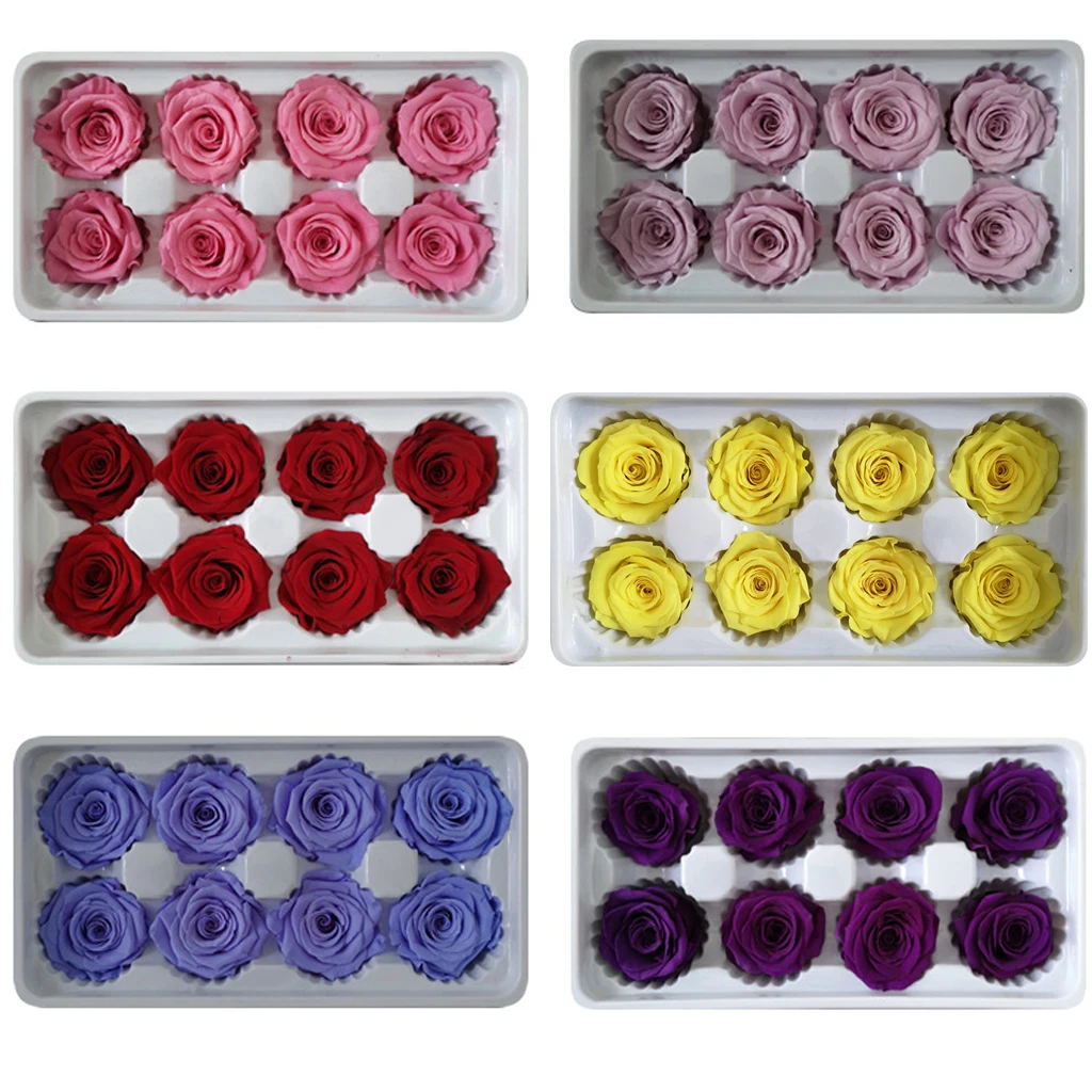 Online 8 unids caja eterna calidad de flor flores rosa inmortal 5cm de diámetro Vida eterna Flor de flores rosa inmortal