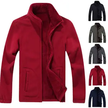 

Plus Size Men Winter Long Sleeve Stand Collar Pockets Fleece Lined Warm Jacket Outerwear Clothing Warm Coats winter jacket