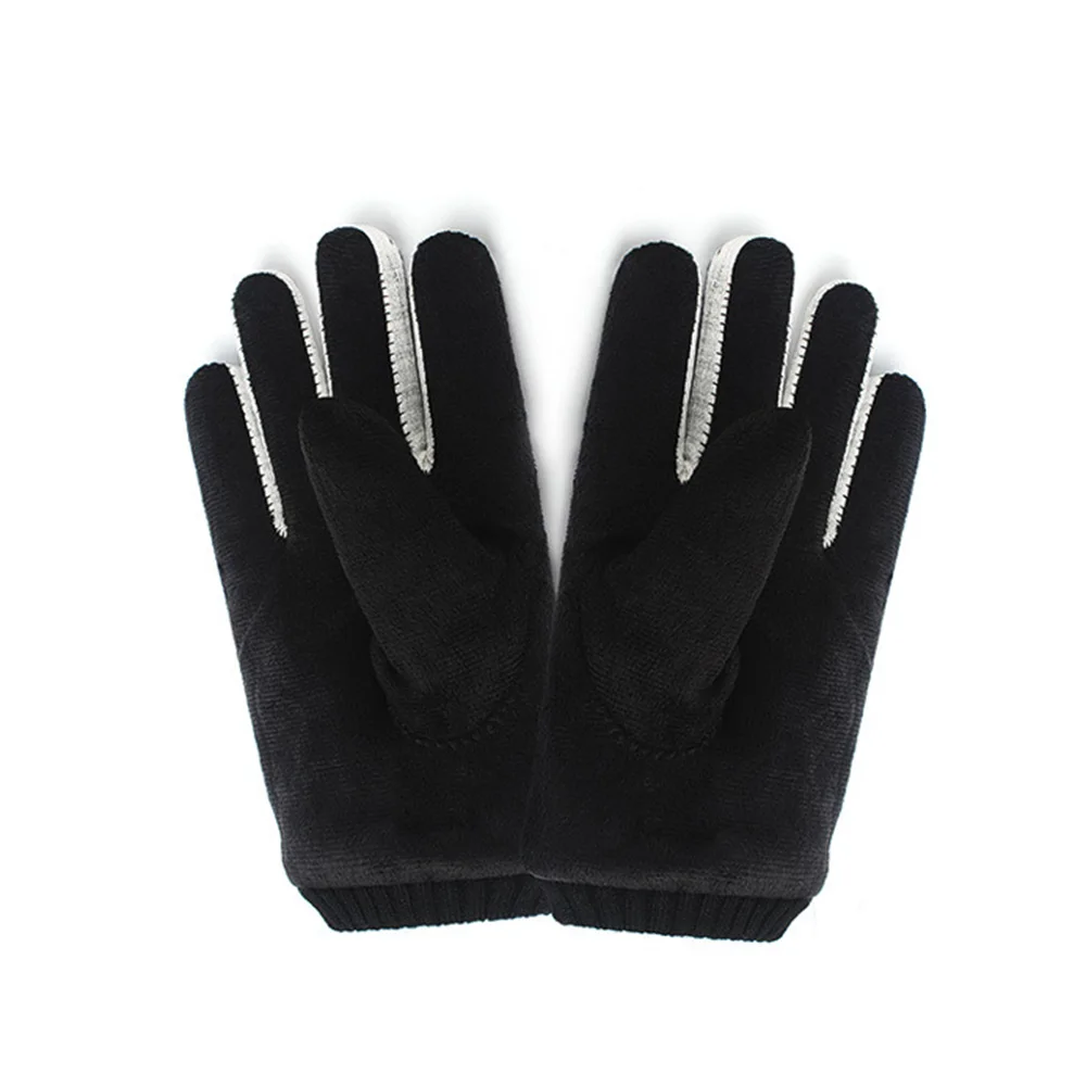 Перчатки из искусственной кожи с сенсорным экраном зимние теплые мотоциклетные мужские перчатки водонепроницаемые ветрозащитные меховые варежки плюшевые черные перчатки для катания на лыжах