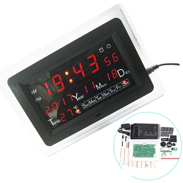 A7-красный, зеленый, синий, ECL-1227, 0,5 дюймов, электронные часы DIY, набор, календарь, температура, английская панель, дисплей, сделай сам, электронные часы