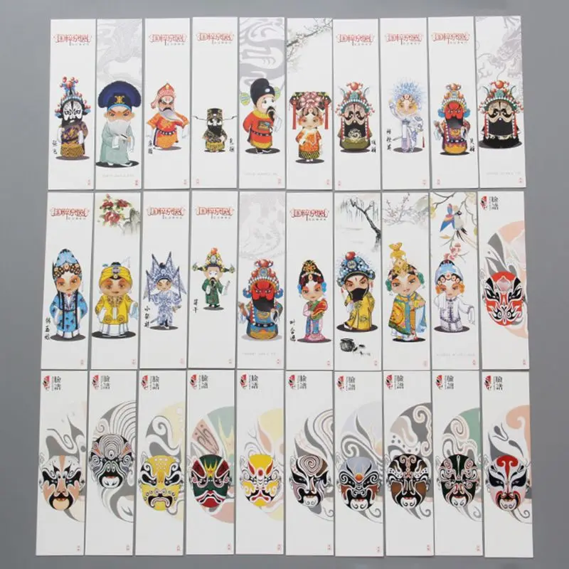 1 30pcs Creative Chinese Style Paper Bookmarks Painting Cards Retro Beautiful Boxed Bookmark Commemorative Gifts LX9A - Цвет: 1