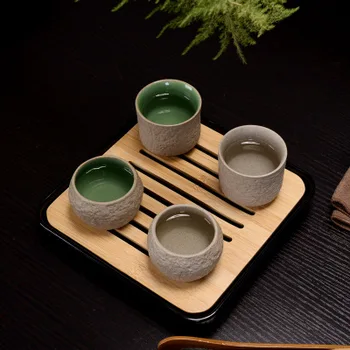 

Vintage Tea Bowl Japanese Coarse Pottery Teacup Retro Ceramic Office Master Cup for PuerStone Pattern Ceramic Tea Cup