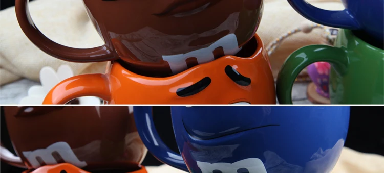 M&M'S Cartoon Mug Chocolate Beans Mug 600ml Genuine M Beans Ceramics Coffee Milk Cups Breakfast Cup Drinkware Drop Shipping