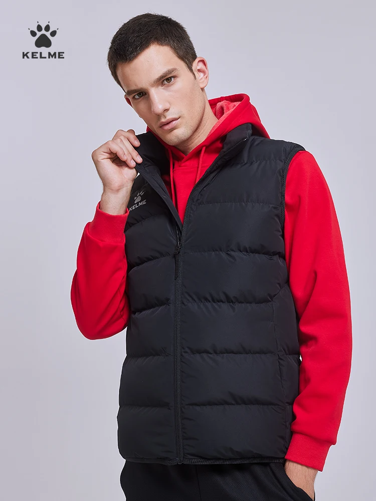 KELME Sports Cotton Vest Men's Autumn And Winter New Warm And Windproof Football Sleeveless Cotton Jacket 8161MJ1001 sports jacket