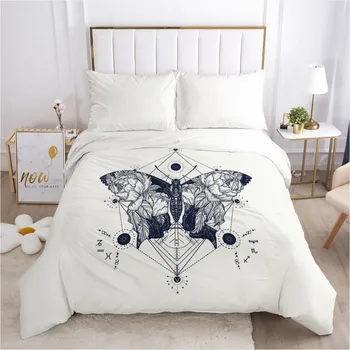 

3D Comforter Case Design Butterfly White Duvet Covers Quilt Cover Bed Linen Bedding Bag Sets 265*230cm King Size Home Textile