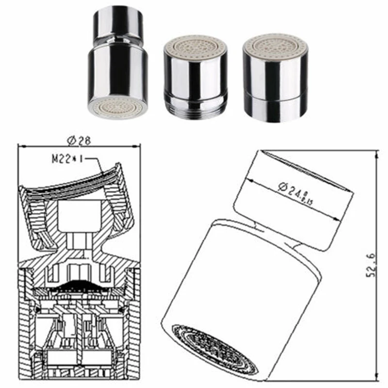 47.5x28mm 360° Rotary Kitchen Tap Head Water Saving Sink Bubbler Faucet Sprayer Home Kitchen Single Handle Sink Basin