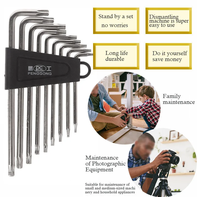 9 Pcs/Set Hex Key Wrench Sets Torx L Shape Kit Metric Professional Multifunctional Screwdriver Repair Hand Tool Set New | Инструменты