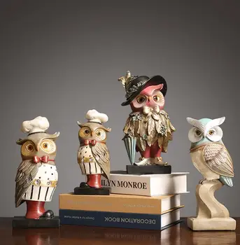 

American Resin Owl Animal Ornaments Home Livingroom Table Children's Room Furniture Decoration Office Desktop Figurines Crafts