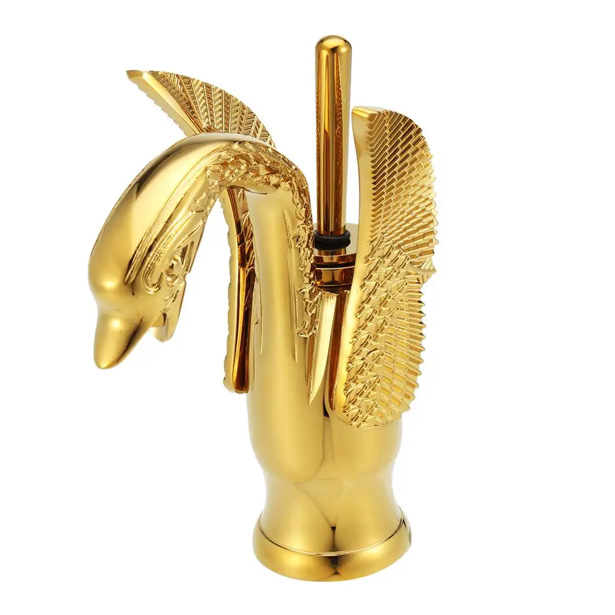 

Gold Brass Swan Basin Faucet Arch Design Hot and Cold Taps Plated Single Hole Tap Luxury Wash Mixer
