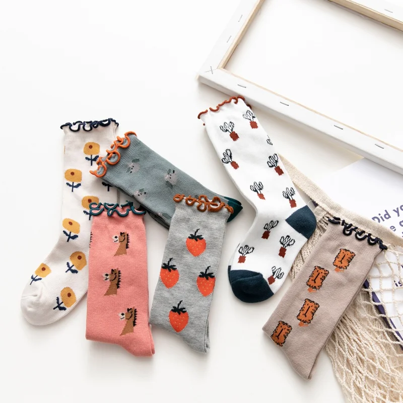 Осенние хлопковые носки для малышей носки для девочек с рисунком Meia детские Нескользящие гетры до колена, носки для девочек милые носки принцессы