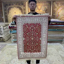 Yilong 2'x3' Hereke шелковый ковер красный ручной работы изысканный турецкий Шелковый коврик(HF078B