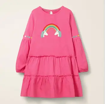 

2019 New Children Baby Fall Unicorn Long Sleeve Dresses , Girls Princess Cute Clothes 6 pcs/lot, Wholesale