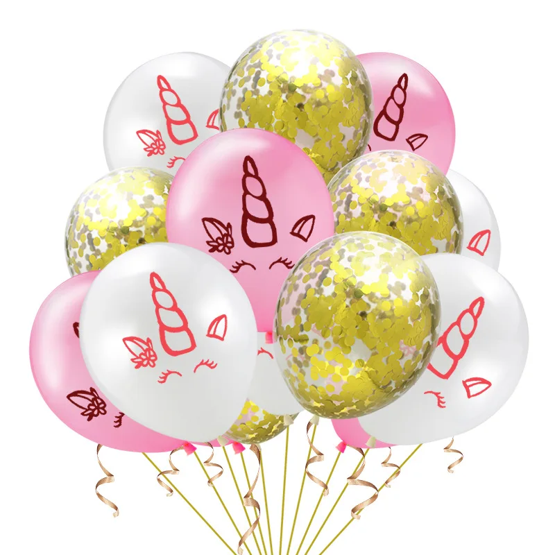 15 шт. 12 дюймов Единорог латексные конфетти для воздушного шара костюм с пайетками на день рождения украшения принадлежности Детские шары детский душ воздушные шары