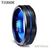 TIGRADE 6/8/10mm Blue&Black Mens Tungsten Carbide Ring Blue Line Design For Women Wedding Engagement Rings Fashion Size 6 -17 1