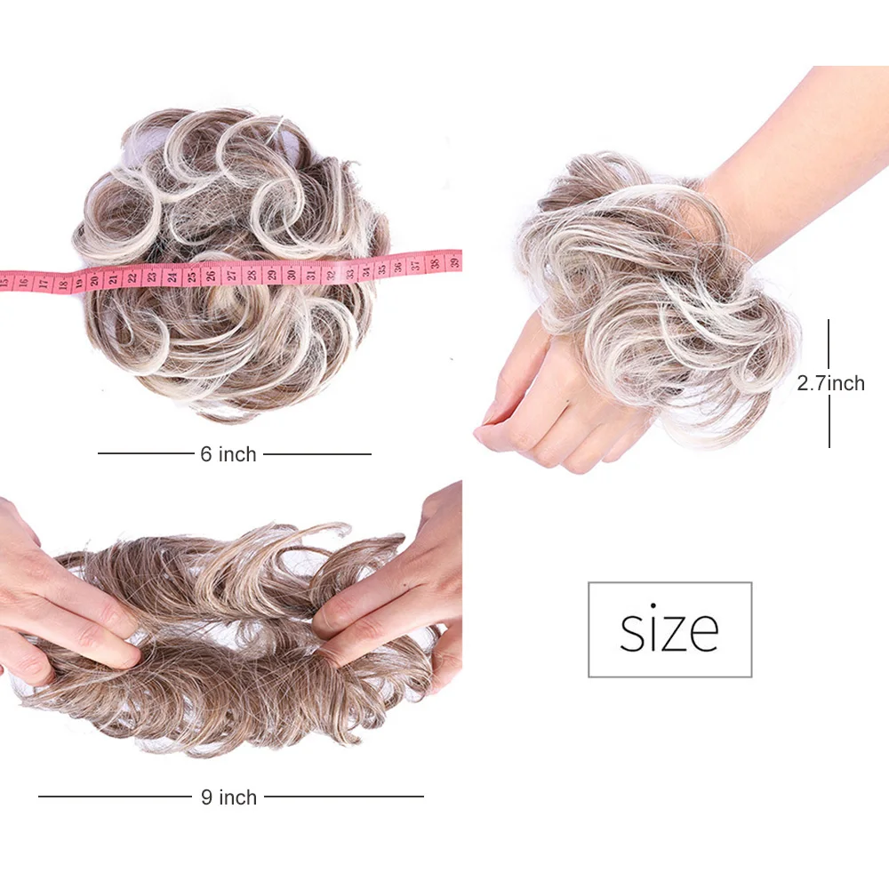Delice Girls Curly Scrunchie Chignon With Rubber Band Brown Gray