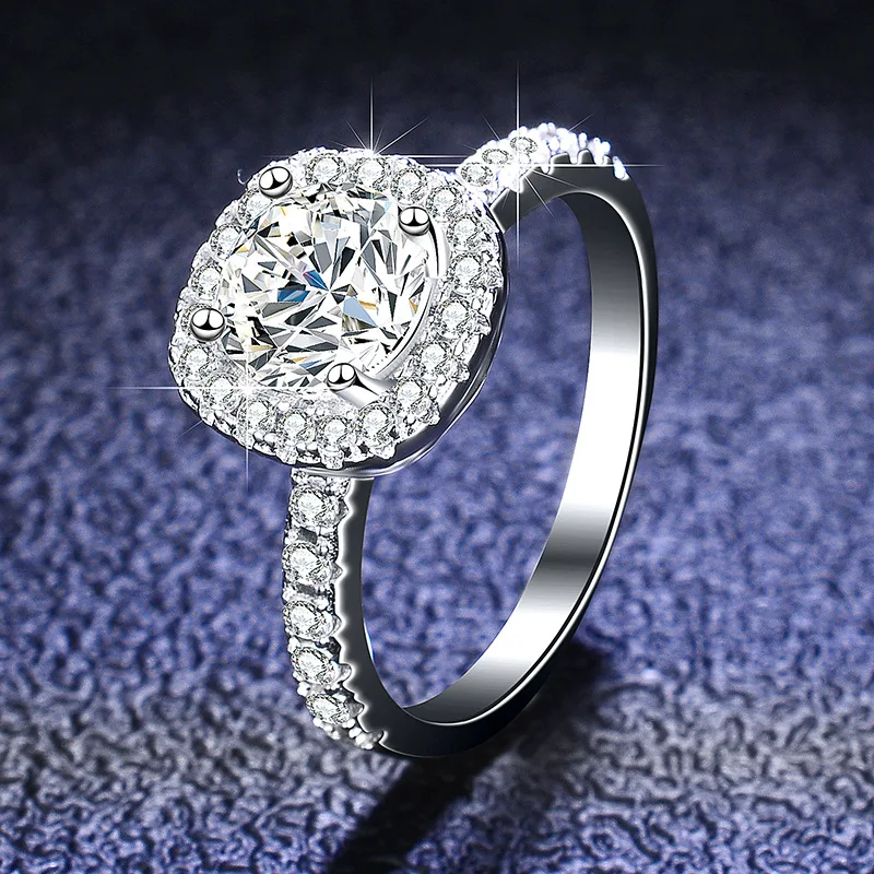 925 Sterling Silver Luxury 2ct Princess Cut Diamond Engagement Ring With Side Stones Promise Bridal jewelry | Украшения и