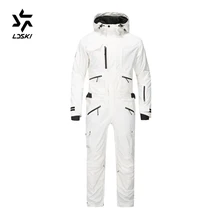 LDSKI взрослый лыжный комбинезон для сноуборда, унисекс стильный лыжный костюм, водоотталкивающая оболочка и застежка-молния на талии, молнии и манжеты для ботинок
