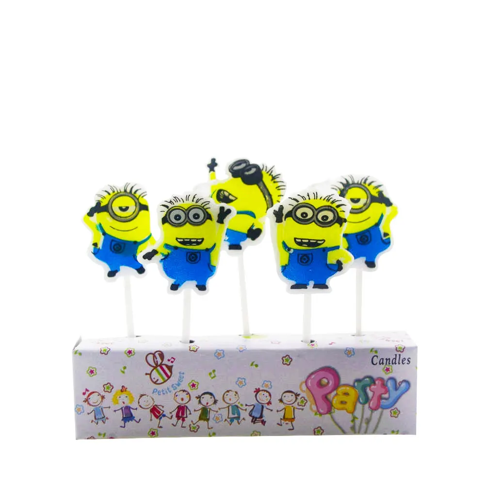 Minions 5 шт./компл. «Человек-паук» на день рождения свечи свечка в виде кекса с обувью, для детей подарок на день рождения свечи вечерние украшения вечерние поставки - Цвет: Minions