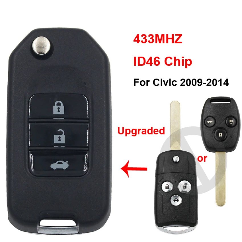 3 кнопки Модернизированный складной дистанционный ключ брелок от машины 433 МГц