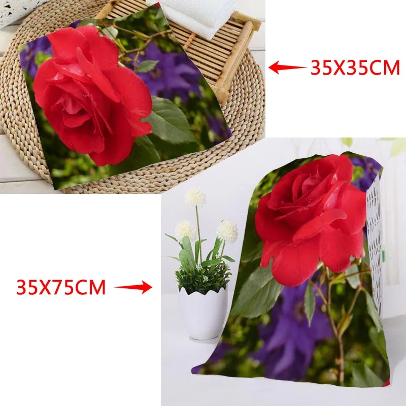 Custom Rose Towels Microfiber Travel Fabric Quick Drying Printing Absorbent Wearable Towel Beach Hair Towels - Цвет: 12