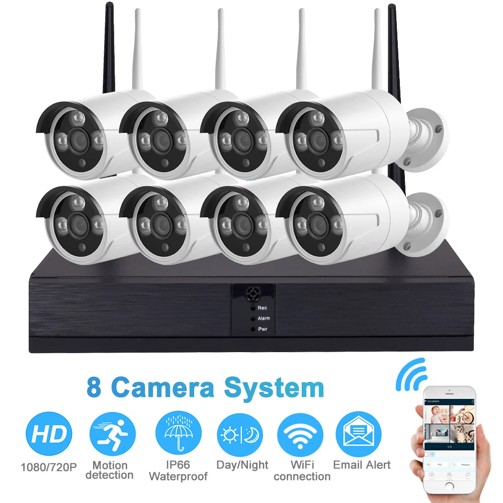 8CH 1080P HDMI Беспроводная NVR Wifi камера безопасности Система IR CUT ИК наружная