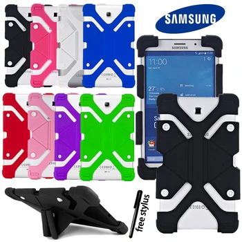 

Silicone Stand Case Cover for 10" Samsung Galaxy Tab 2/3/4 /Tab A 9.7 10.5" Tablet Full Four Corner Protective Case+Stylus