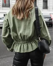 Women's drawstring jacket 2021 autumn new fashion green leisure drawstring Jacket Women tops