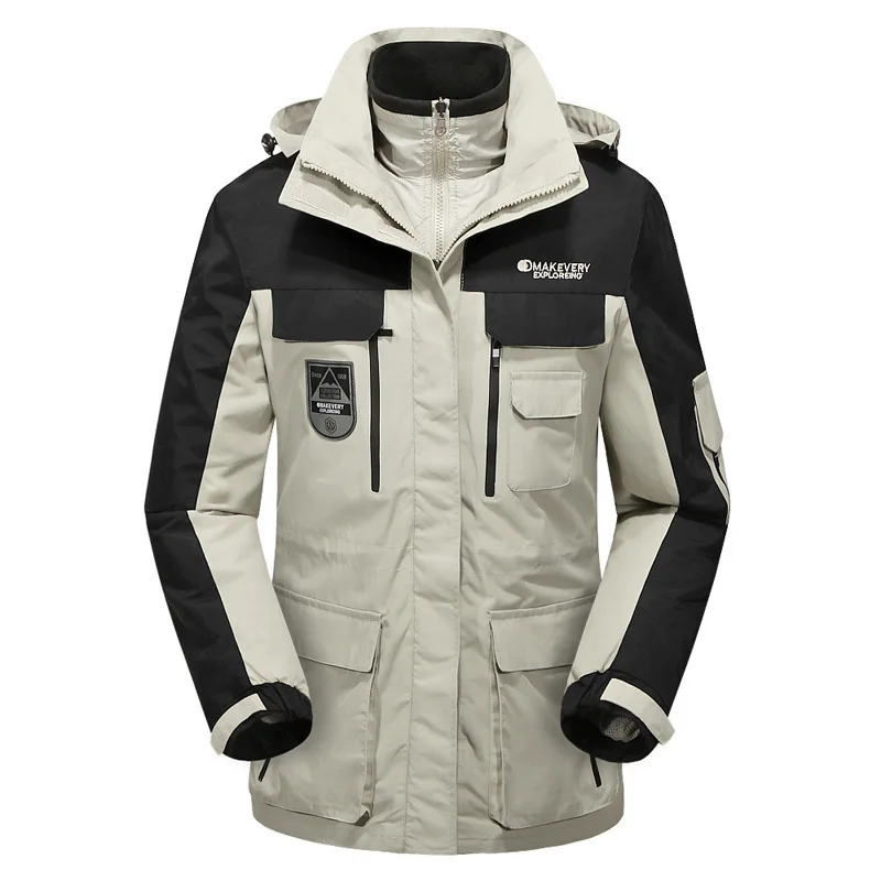 remarkable New Outdoor Winter Snow Wear Oversized jacket Personality thicken Cotton lining Two in one Waterpro