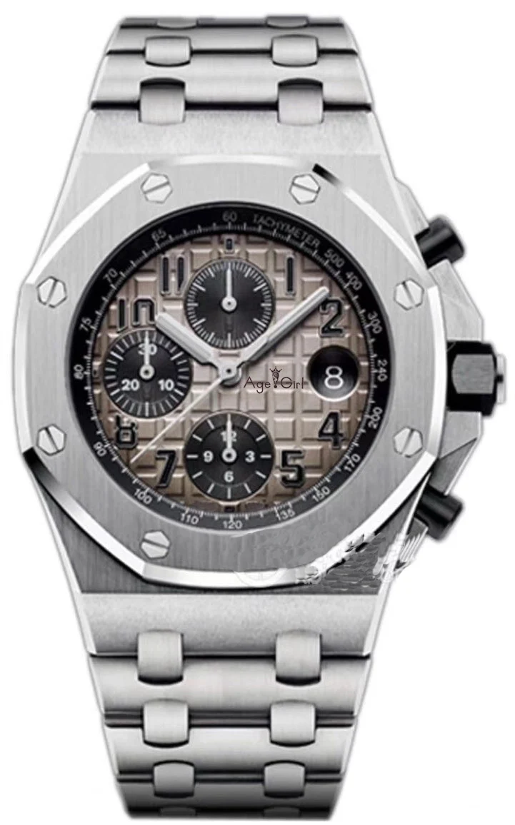 Silver Grey Роскошные брендовые новые мужские часы с хронографом, нержавеющая сталь, розовое золото, серебро, черный, синий, серый, светящийся Сапфир, королевские часы AAA - Цвет: Silver Grey