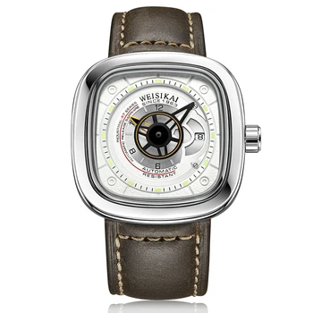 

Hight Quality White Luxury Design Square unique waterproof Men mechanical watch Relogio Masculino