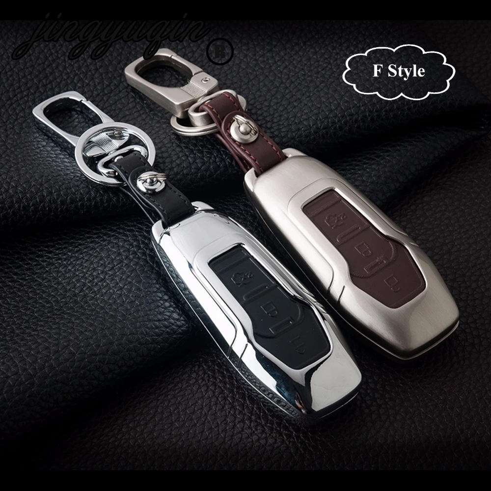jingyuqin Leather+Zinc Alloy Car Key Smart Remote Case Cover for Ford Fiesta Focus 3 4 MK3 MK4 Mondeo Ecosport Kuga ST | Автомобили и