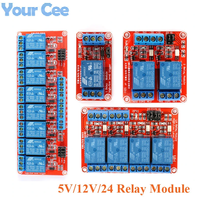 24V 8-channel Relay Module with Optocoupler High Low Level Triger for Arduino