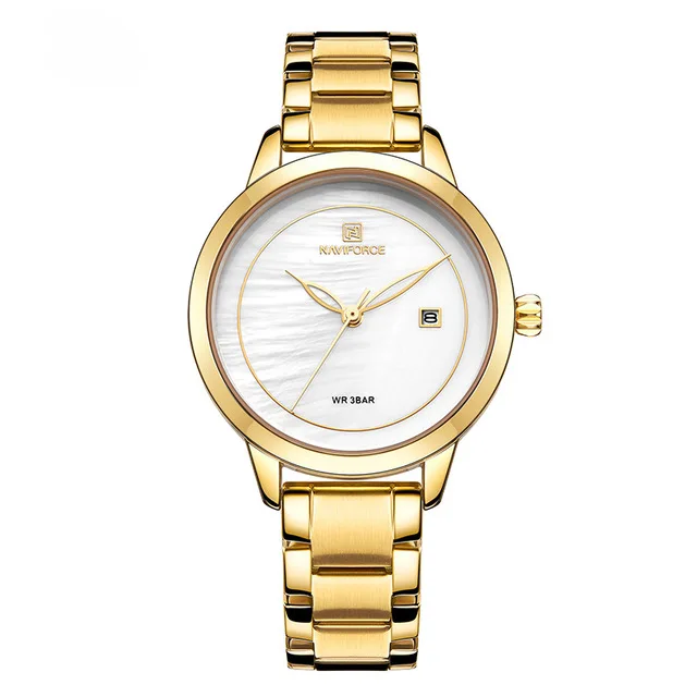 NAVIFORCE Лидирующий бренд роскошные женские часы водонепроницаемые Модные женские часы Женские кварцевые наручные часы Relogio Feminino Montre Femme - Цвет: gold