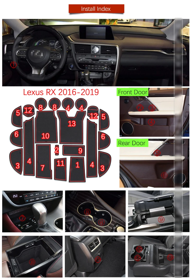 Противоскользящие ворота Слот коврик резиновая подставка для Lexus RX 300 200t 450h RX200t RX300 RX450h аксессуары наклейки