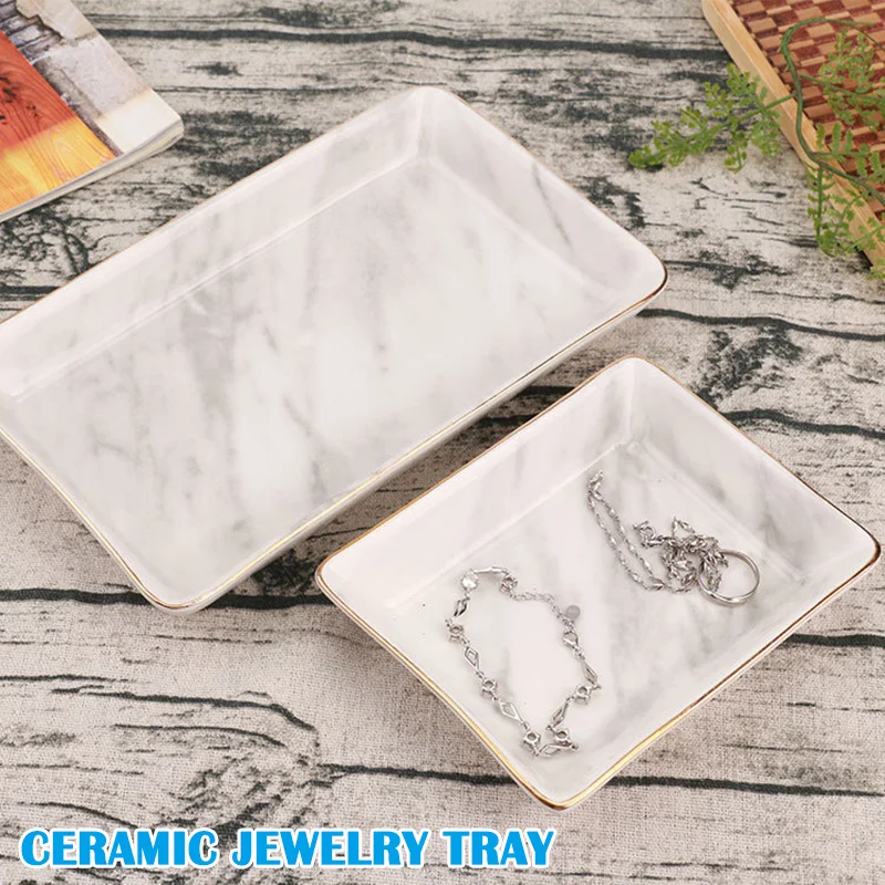 

Marble Pattern Plate Desktop Storage Decorative Ornaments Home Decorations Used as Snack Dish Dried Fruit Saucer Cake Plate