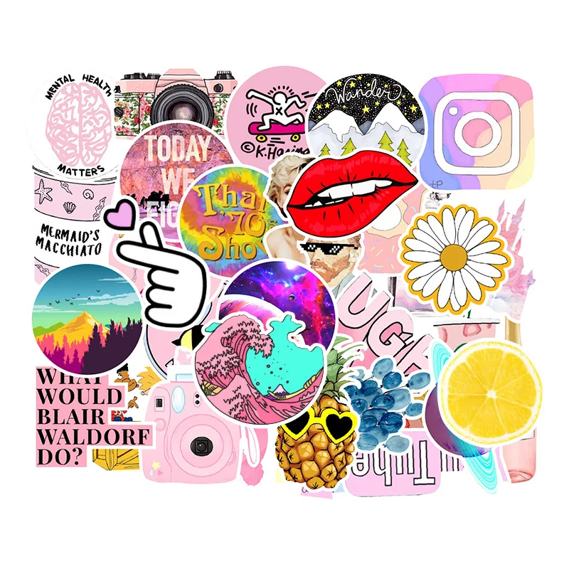 103 шт vsco девушка вещи розовый граффити наклейка для ноутбука Кубок руки счета аниме стикер водонепроницаемый стикерс вещь