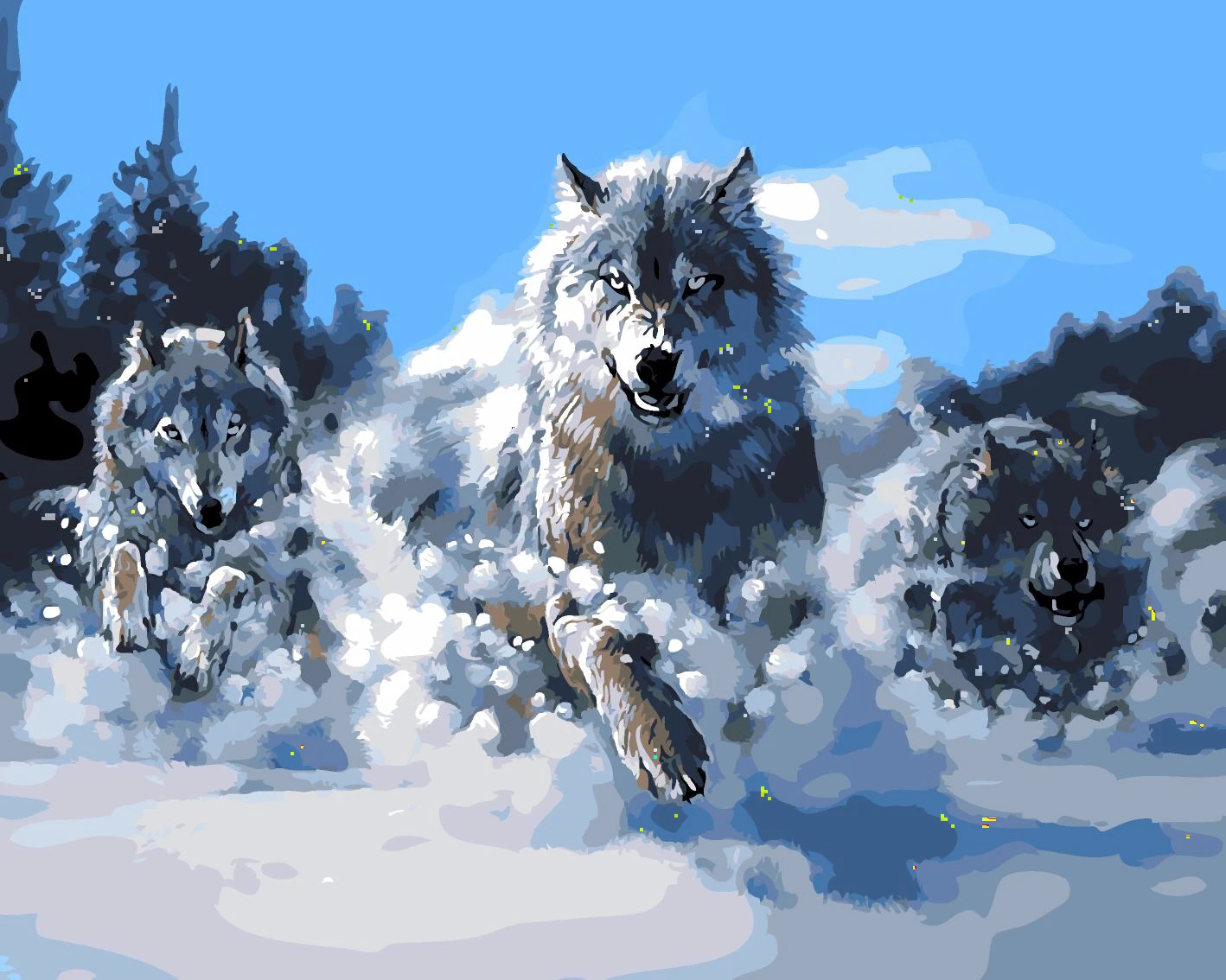 HUACAN картины по номерам животные Ручной росписью Подарок волки Домашнего декора - Цвет: SZYH-A135
