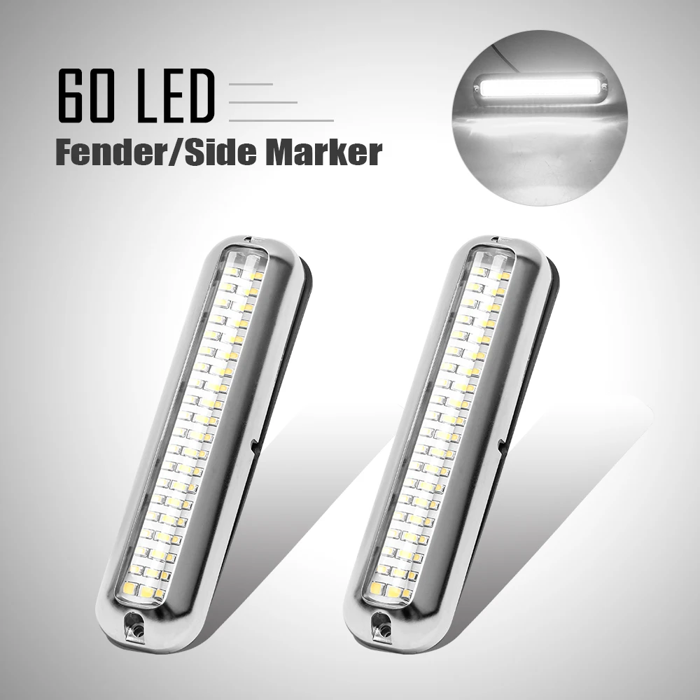 2x60LED белый лодочный светильник из нержавеющей стали, транцевый светильник, подводный Понтонный морской корабль, аксессуары для лодки, светильник