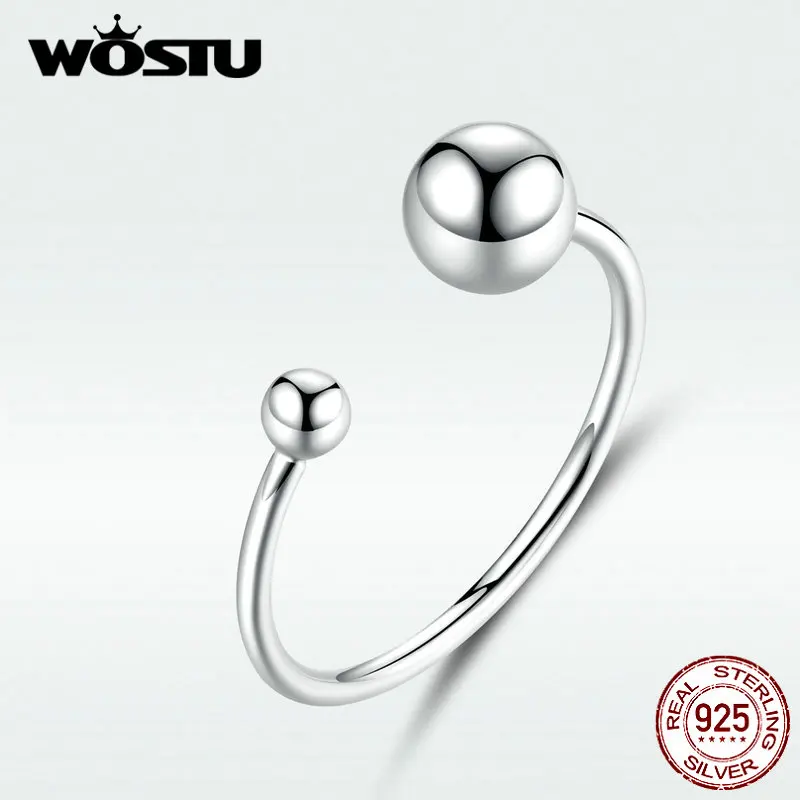 WOSTU подлинные 925 пробы серебряные кольца для открытия милые серебряные кольца простые регулируемые кольца для женщин модные ювелирные изделия DXR575