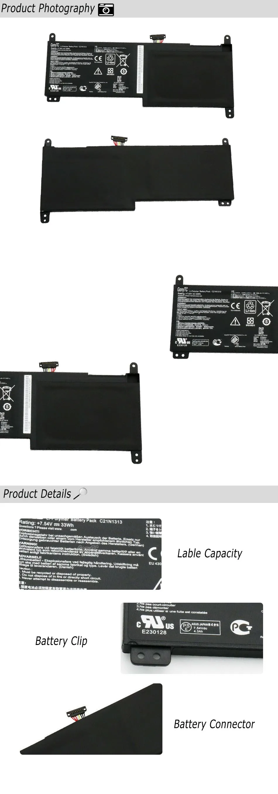 GONYTC C21N1313 Аккумулятор для ноутбука Asus Transformer Book Trio TX201 TX201L TX201LA клавиатура батарея 7,54 V 33Wh